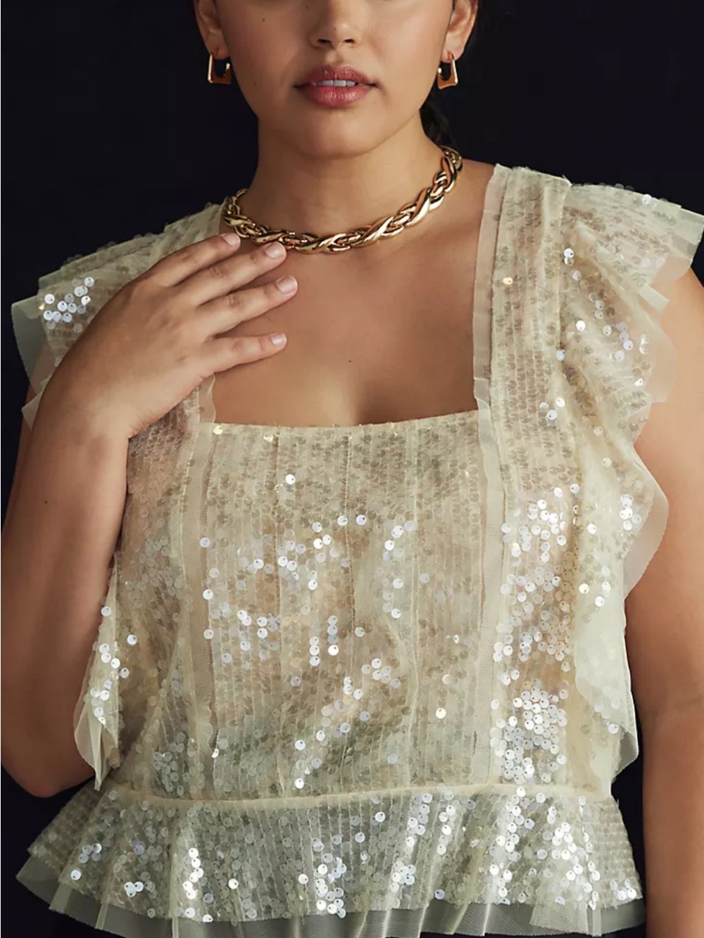 Anthropologie Champagne Sequin Tank
Ws87